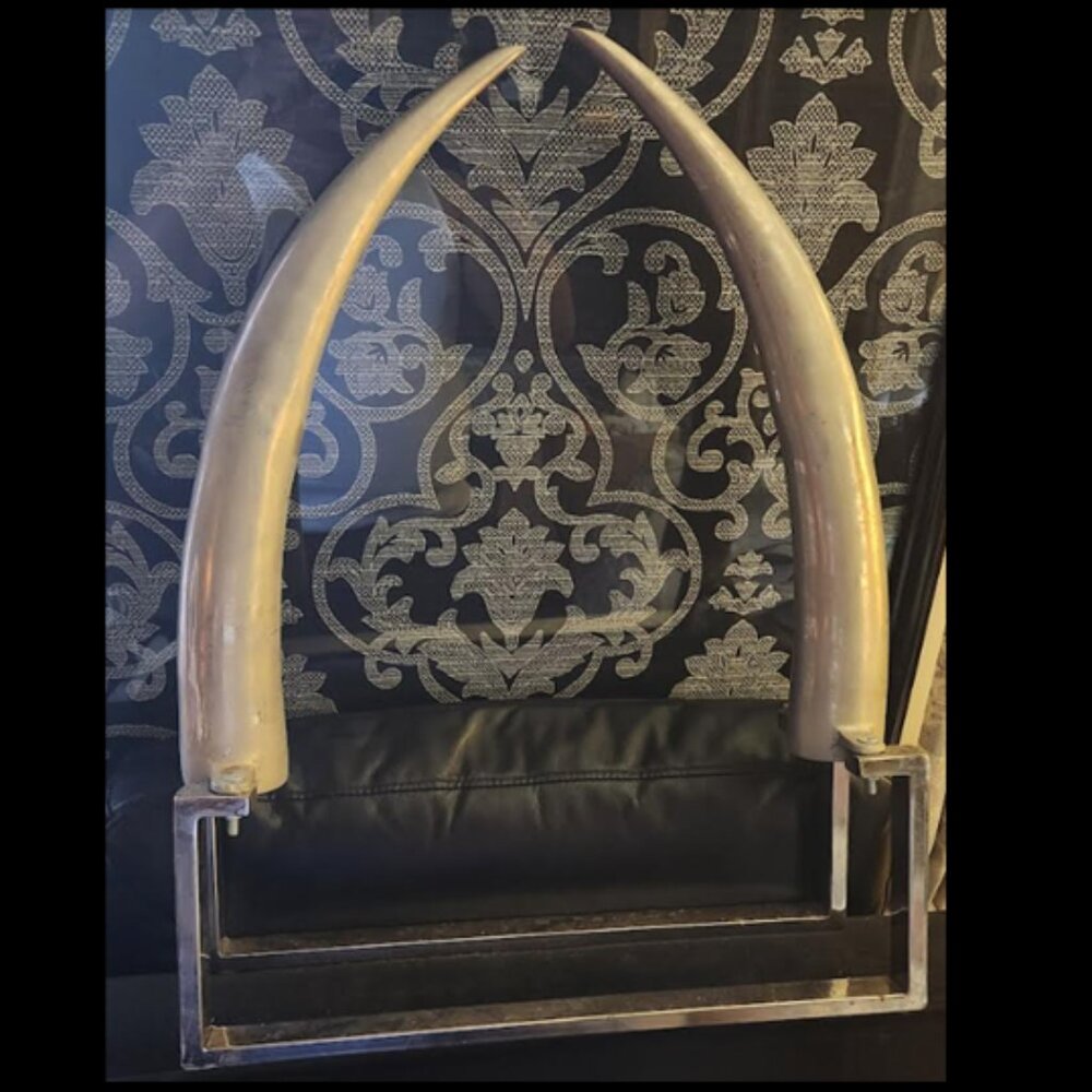 Source Unknown Cream and Silver Arch Sculpture